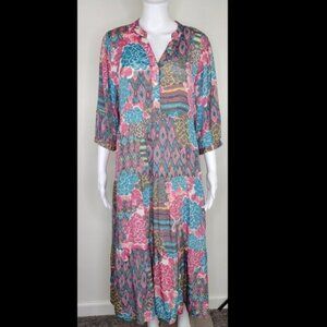 Anthropologie Figueroa and Flower Tiered Dress Floral Boho Size Medium